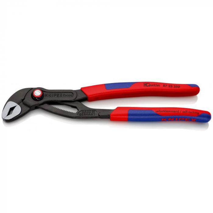 KNIPEX Cobra High-tech 250 mm adjustable pliers for installers, self-locking device, red-blue handle sleeves, 8722250 [16]