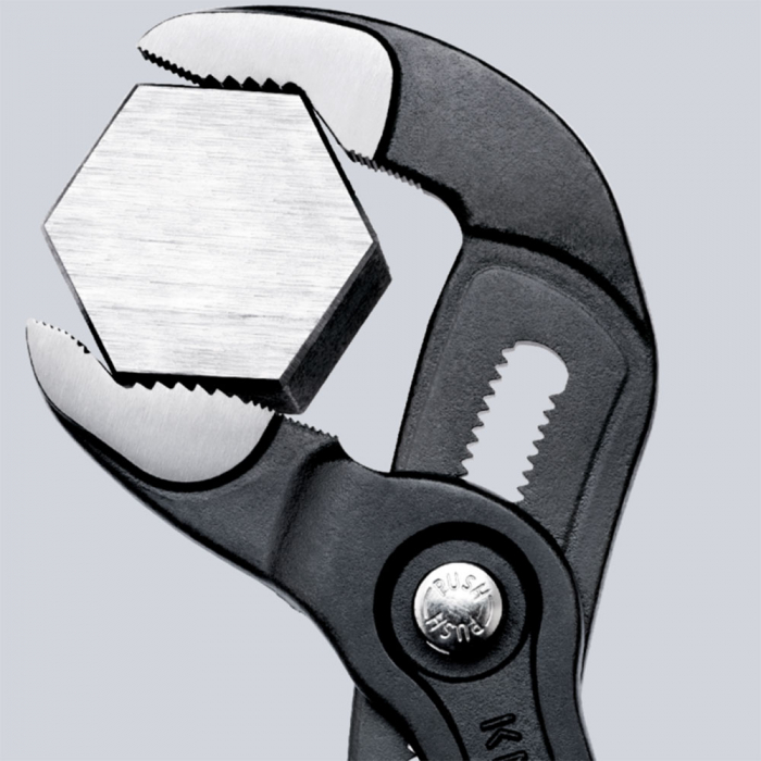 Cleste reglabil, KNIPEX Cobra cu arc, 250 mm pentru instalatori, cleste papagal, dispozitiv autoblocare, manere plastic, cleste aligator, 87 11 250 [8]