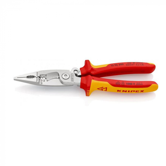 KNIPEX Professional Multifunctional VDE pliers for 6 in 1 electrical installations, 200 mm, 1396200-big