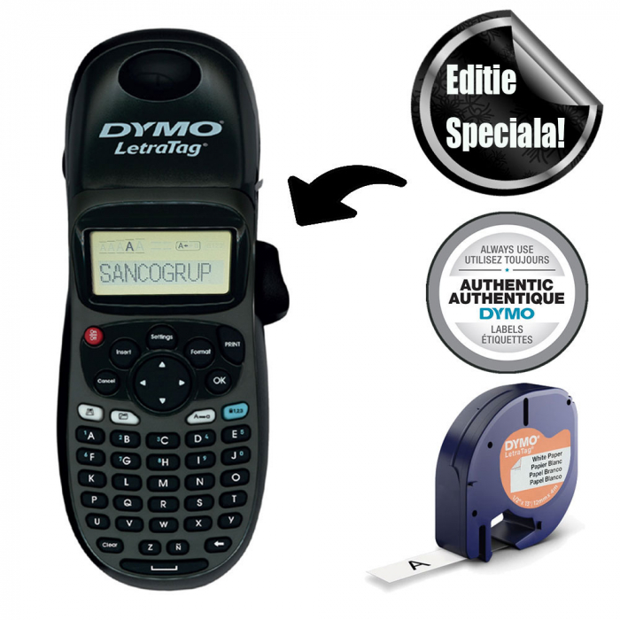 Dymo LetraTag LT-100H, ABC keyboard, included 1 tape Letratag labels white paper 2125197 [14]