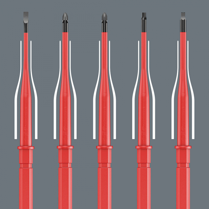 Screwdriver bit Kraftform Kompakt VDE WERA 68 iS #2 Square head x 154 mm corrosion protection red insulation 05003418001 [8]