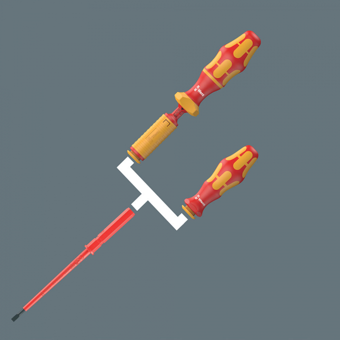 Screwdriver bit Kraftform Kompakt VDE WERA 68 iS #2 Square head x 154 mm corrosion protection red insulation 05003418001 [2]