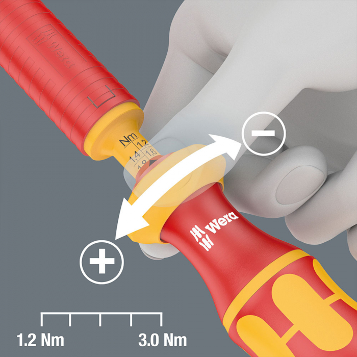 Adjustable torque screwdriver handle WERA Kraftform 7400 VDE 1.7 - 3.5 Nm 192 mm Multicomponent Anti-roll 05074757001 [4]