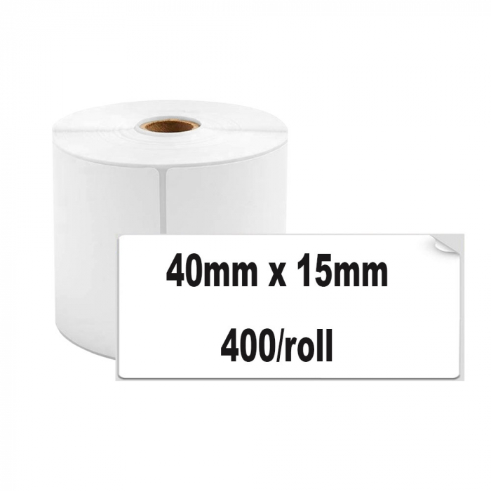 Multi-purpose thermal labels, 40 x 15mm, plastic white, permanent, 1 roll, 400 labels/roll, for M110 and M200 printers-big