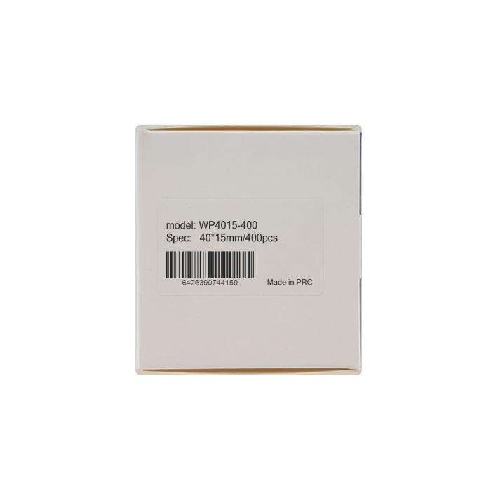 Etichete termice universale 40 x 15mm, plastic alb, permanente, 1 rola, 400 etichete/rola, pentru imprimanta M110 si M200-big