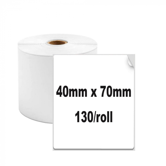 Etichete termice universale 40 x 70mm, plastic alb, permanente, 1 rola, 130 etichete/rola, pentru imprimanta M110 si M200-big