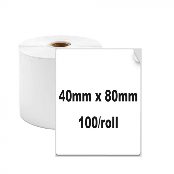 Etichete termice universale 40 x 80mm, plastic alb, permanente, 1 rola, 100 etichete/rola, pentru imprimanta M110 si M200-big