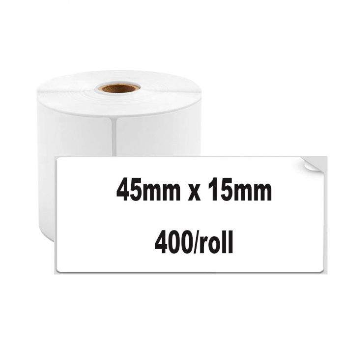 Etichete termice universale 45 x 15mm, plastic alb, permanente, 1 rola, 400 etichete/rola, pentru imprimanta M110 si M200-big