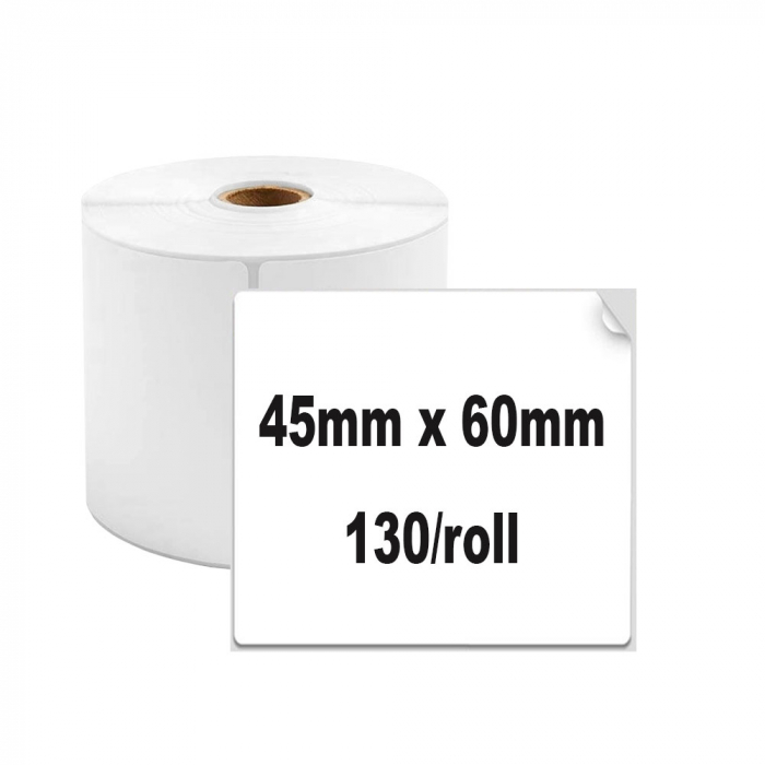Etichete termice universale 45 x 60mm, plastic alb, permanente, 1 rola, 130 etichete/rola, pentru imprimanta M110 si M200-big
