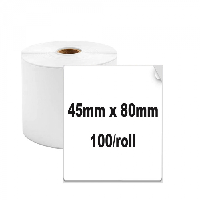 Multi-purpose thermal labels, 45 x 80mm, plastic white, permanent, 1 roll, 100 labels/roll, for M110 and M200 printers-big