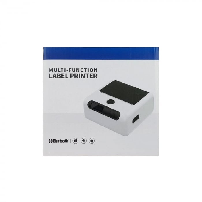 Imprimanta termica portabila multifunctionala M200 Bluetooth, aparat de etichetat pentru etichete format mare in rola, acumulator Li-Ion 2600 mAh, cablu date, rola suport etichete ajustabila-big