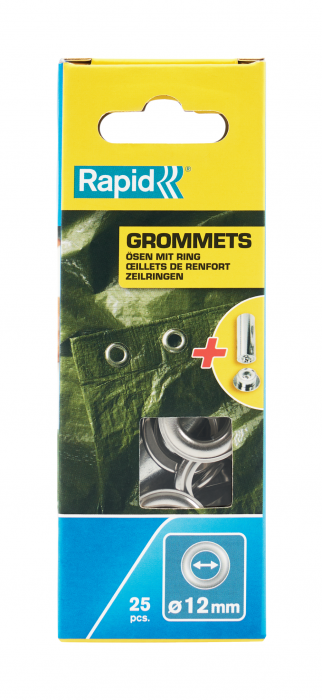 Rapid Grommets diameter 12mm, steel with silver finishing, with fixing system, 25 pcs/set 5000413-big
