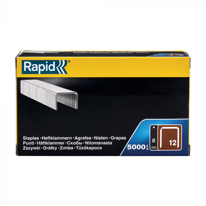 Capse Rapid 12/8 sarma plata galvanizata pentru tapiterie, High Performance, 5000 capse/cutie carton 40100518-big