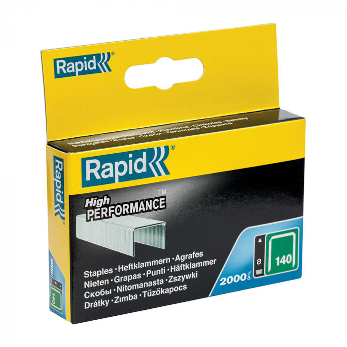 Rapid 140/8 High Performance staples, galvanised flat wire, roofing, 2000 staples/carboard box 11908131-big