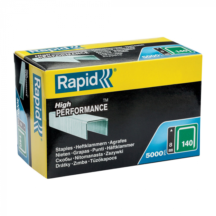 Rapid 140/8 High Performance staples, galvanised flat wire, roofing, 5000 staples/carboard box 11908111-big
