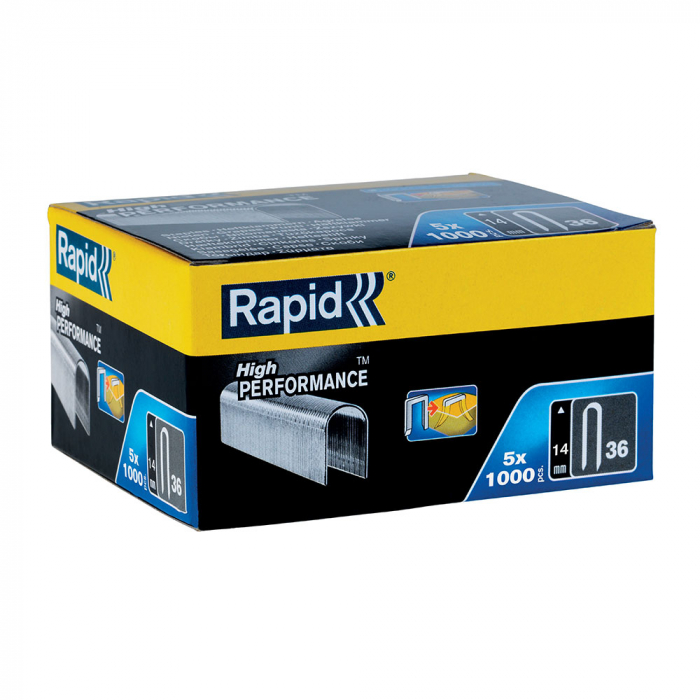 Capse Rapid 36/14 mm pentru cabluri, High Performance, galvanizate, semicirculare, divergente DP, 1000 capse/cutie 11886910 [10]