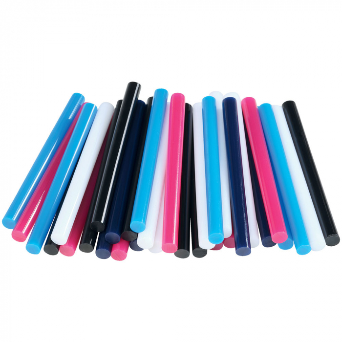Baton silicon Rapid Decoratiuni Fun to Fix color Clasic (alb, visiniu, bleu, bleumarin, negru), Universal, Ø7mm x 90mm, baza EVA, 36 buc/blister 5001363-big
