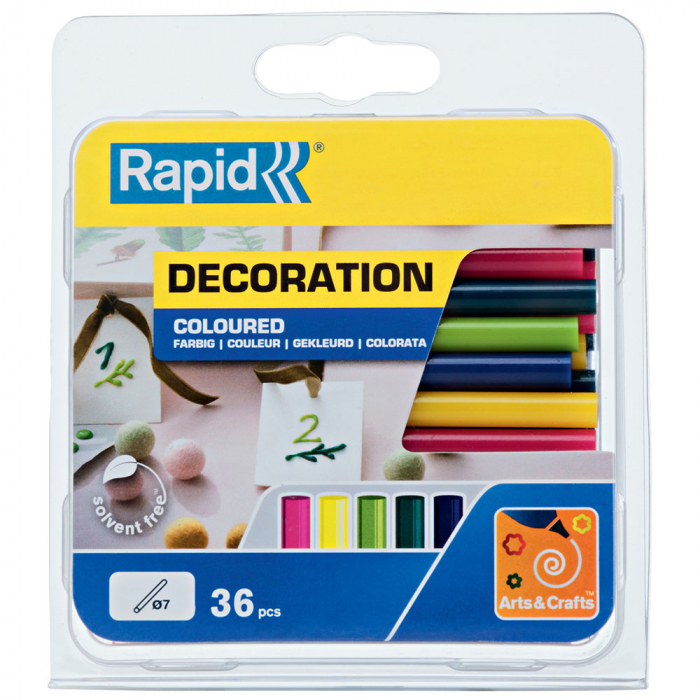 Baton silicon Rapid Decoratiuni Fun to Fix color Modern (albastru, galben, roz, verde si vernil), Universal, Ø7mm x 90mm, baza EVA, 36 buc/blister 5001426 [14]