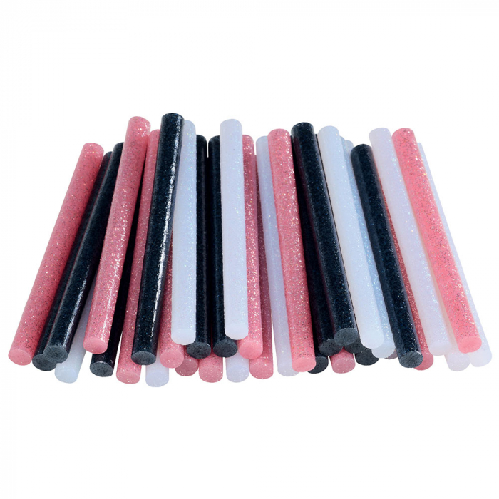 Baton silicon cu sclipici Rapid (alb, roz, negru), Universal, Ø7mm x 90mm, baza EVA, 36 buc/blister 5001422 [3]
