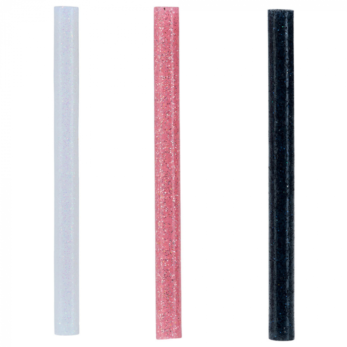 Baton silicon cu sclipici Rapid (alb, roz, negru), Universal, Ø7mm x 90mm, baza EVA, 36 buc/blister 5001422-big