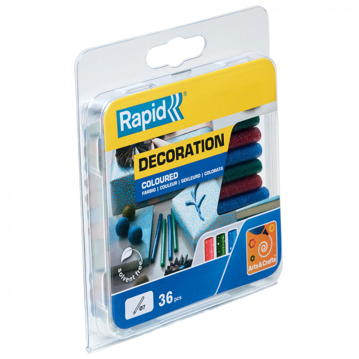 Baton silicon cu sclipici Rapid (verde, rosu, albastru), Universal, Ø7mm x 90mm, baza EVA, 36 buc/blister 5001424 [13]