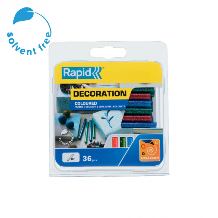 Baton silicon cu sclipici Rapid (verde, rosu, albastru), Universal, Ø7mm x 90mm, baza EVA, 36 buc/blister 5001424 [2]