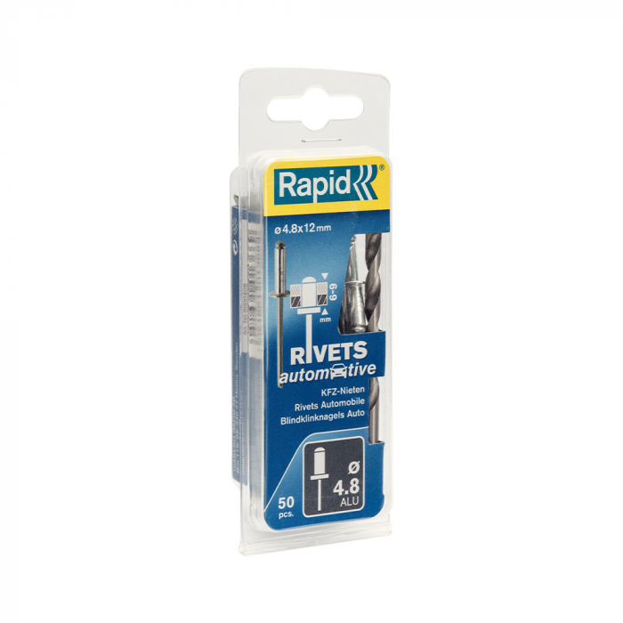 Nituri Rapid Automotive diametru 4.8mm x 12mm, aluminiu, burghiu metal HSS inclus, 50 buc/set 5000406 [11]