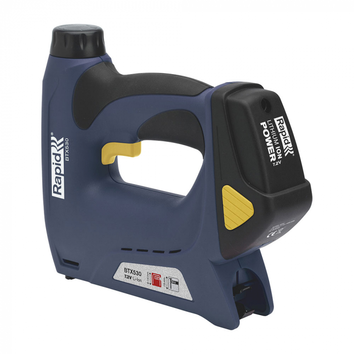 Capsator electric Rapid BTX530 cu acumulator Li-ion kit, pentru tapiterie, forta capsare reglabila, sistem siguranta anti-declansare accidentala, magazie duala, capse Rapid 53, cuie Rapid 8, 5000128 [15]