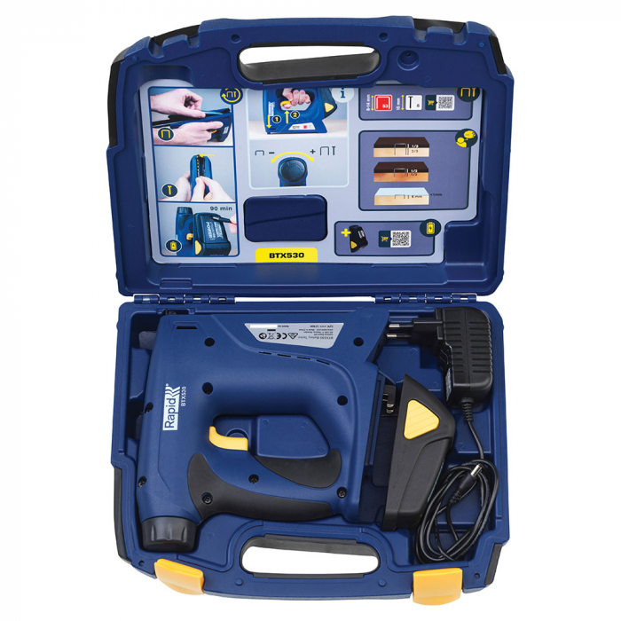 Capsator electric Rapid BTX530 cu acumulator Li-ion kit, pentru tapiterie, forta capsare reglabila, sistem siguranta anti-declansare accidentala, magazie duala, capse Rapid 53, cuie Rapid 8, 5000128 [3]
