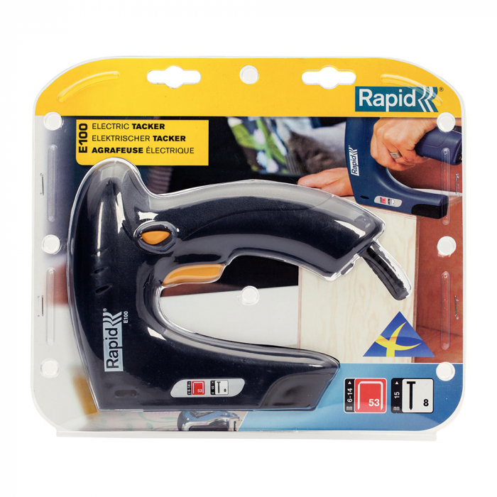Rapid E100 Lightweight Electric Staple and Nail Gun for Small DIY Projects, Ergonomic Design, dual magazine, staples 53/6-14mm, nails 8/15mm 5000578-big