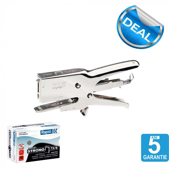 Rapid HD31 Stapler Pliers and a box of Rapid staples 73/8, Super Strong 5000 pcs/box-big