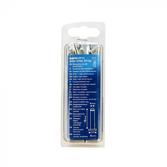 Rapid High performance rivet diameter 4.0mm x 18mm, aluminium, HSS metal drill bit included, 50 pieces/set, 5000386 [18]