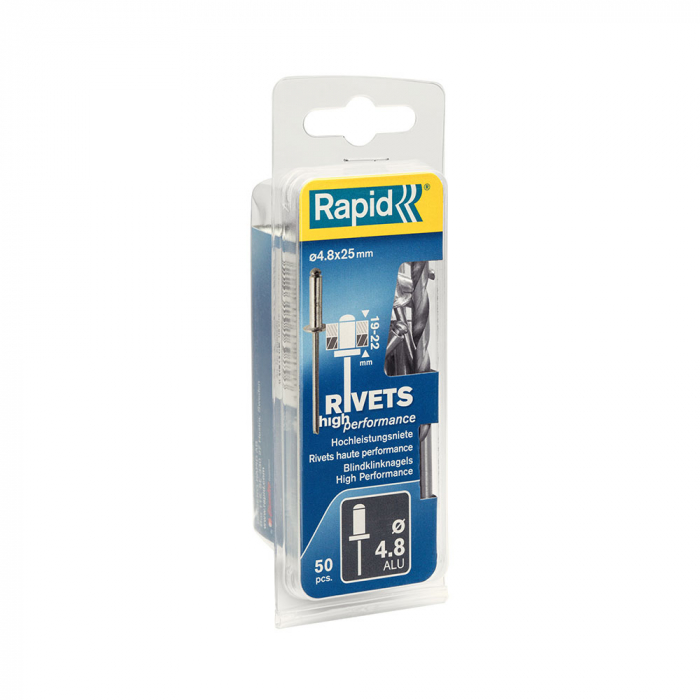 Nituri Rapid High Performance diametru 4.8mm x 25mm, aluminiu, burghiu metal HSS inclus, 50 buc/set 5000392 [13]
