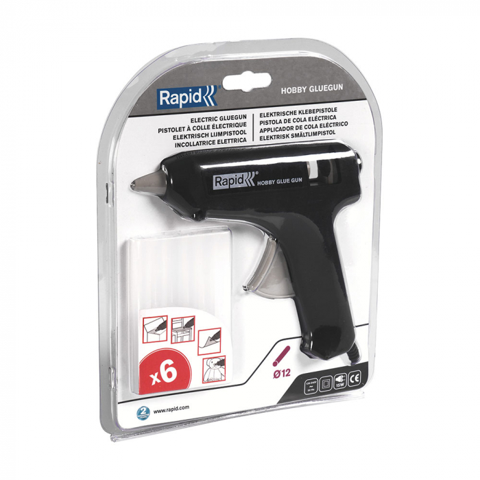 Pistol de lipit Rapid Hobby 12mm, include 6 batoane silicon transparent diametru 12mm, 72W, debit 125 g/h 24928000-big