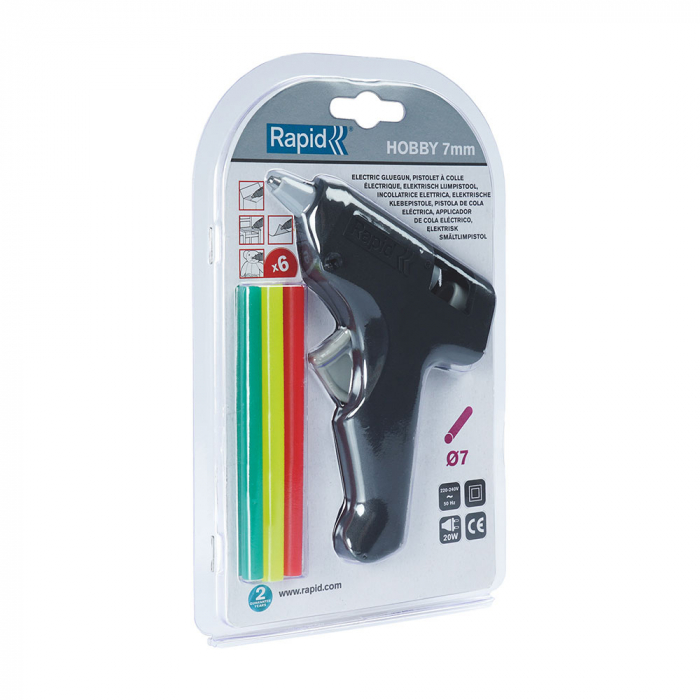 Pistol de lipit Rapid Hobby 7 mm, include 6 batoane silicon color diametru 7mm, 20W, 185°C, debit 100 g/h, 5001371 [3]