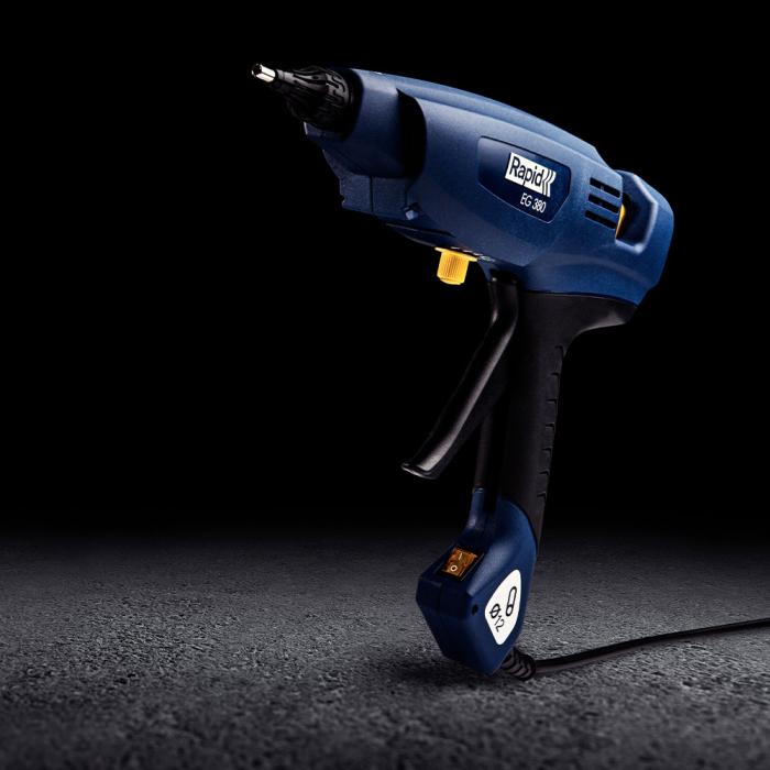 Pistol de lipit Rapid EG380 PRO Industrial, batoane lipici 12 mm, putere 400W, temperatura reglabila 130°C - 230°C, debit lipici 2200 g/h, duze interschimbabile, actionare tragaci cu 4 degete, 5000328-big
