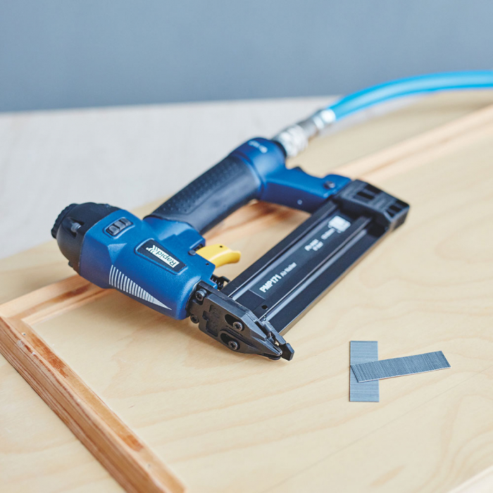 Rapid Pneumatic Micropinner PRO PMP171, pins 23/15-35mm, sequential actuation trigger, 360° adjustable air exhaust, hex wrench, 3 pneumatic fittings, incl 500 micropins Rapid 23/25, 5001345-big