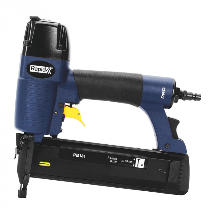 Rapid PRO PB131 Pneumatic nailer kit, nails 8/15-50mm, sequential actuation trigger, 360° adjustable air exhaust, hex wrench, 3 pneumatic fittings, adittional No-mar pad, 300 nails 8/30,5000054-big