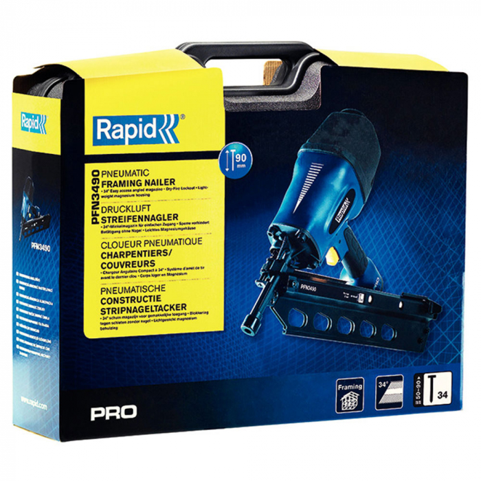Masina de batut cuie in banda PRO PFN3490 kit, pneumatica, cuie 34/50-90mm, magazie capse inclinata 34⁰, tragaci secvential, duza evacuare reglabila 360⁰, 2 ani garantie 5000791 [18]