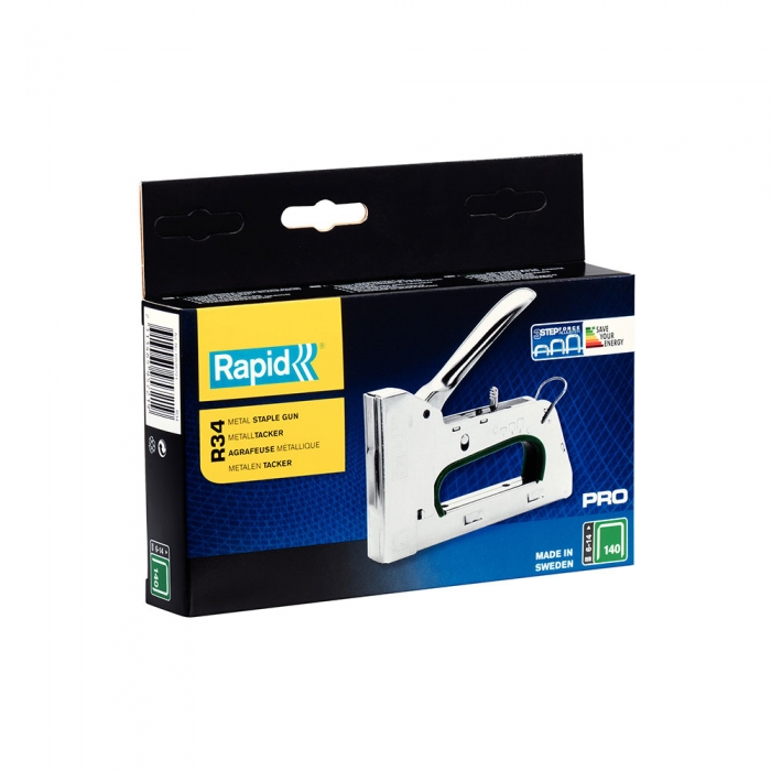 Capsator tacker Rapid PRO R34E, ajustare forta capsare in 3 trepte, capse 140/6-14 mm, 5 ani garantie, fabricat in Suedia 10595721-big
