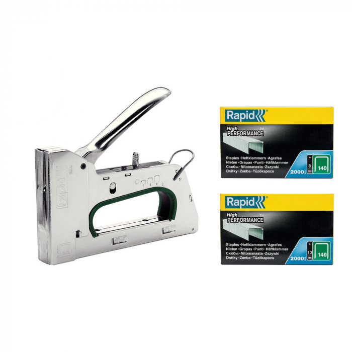 Rapid PRO R34E staple gun kit case, 3-steps force adjuster, staples 140/6-14 mm, includes staples 140/8 (2000pcs/box) and staples 140/10 (2000pcs/box),5 year guarantee, made in Sweden, 5001379 [3]