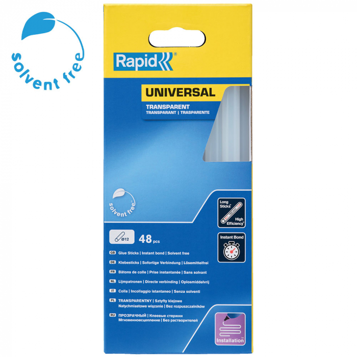 Baton silicon profesional Rapid Universal transparent, Ø12mm x 190mm, baza EVA, 48 buc/cutie 5001411 [2]