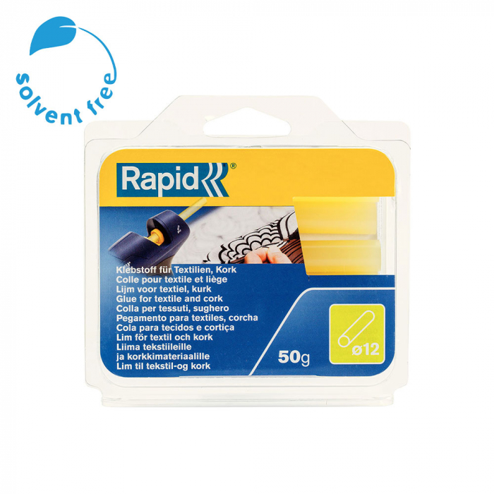 Rapid Professional Glue Stick Textile, Lether, Suedine, yellow, Ø12mm x 94mm, EVA basis, 50g/blister 40107353 [2]