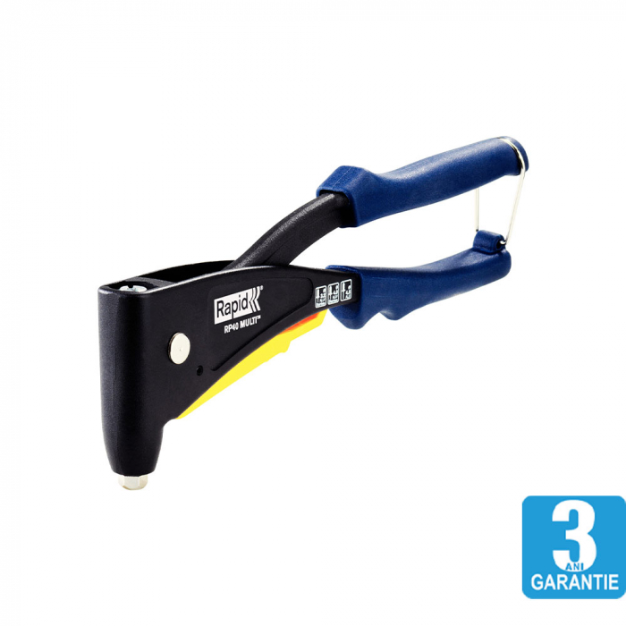 Cleste pop nituri Rapid RP40 Multi, cap nituire universal cu etrier incorporat, 3.2/4.0/4.8mm, nituri aluminiu sau otel, sistem de verificare dimensiuni nituri, grip moale, garantie 3 ani, 5001139 [2]