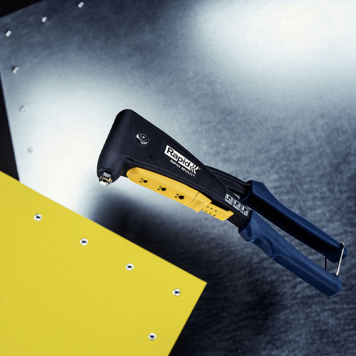 Cleste pop nituri Rapid RP40 Multi, cap nituire universal cu etrier incorporat, 3.2/4.0/4.8mm, nituri aluminiu sau otel, sistem de verificare dimensiuni nituri, grip moale, garantie 3 ani, 5001139 [6]
