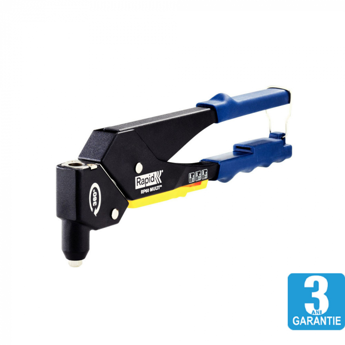Cleste pop nituri Rapid RP60 Multi kit cu servieta, cap rotativ 360⁰, nituri aluminiu si otel 3.2/4.0/4.8mm, verificator nituri, etrier integrat, grip moale, garantie 3 ani, 5001128 [2]