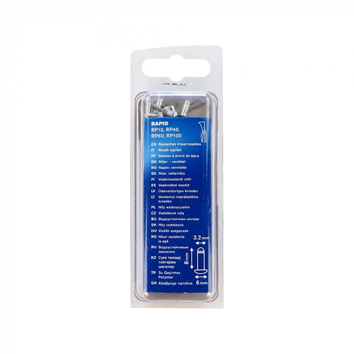 Rapid Waterproof rivet diameter 3.2mm x 8mm, aluminium, HSS metal drill bit included, 50 pcs/set 5000399 [12]
