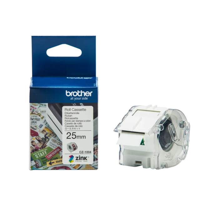 Roll Labels Brother CZ-1004, 25mm x 5m, Zink Zero Ink technology, full color, original, for Brother VC-500W thermal printer, CZ1004 [25]