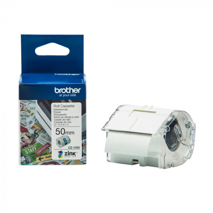 Roll Labels Brother CZ-1005, 50mm x 5m, Zink Zero Ink technology, full color, original, for Brother VC-500W thermal printer, CZ1005 [26]