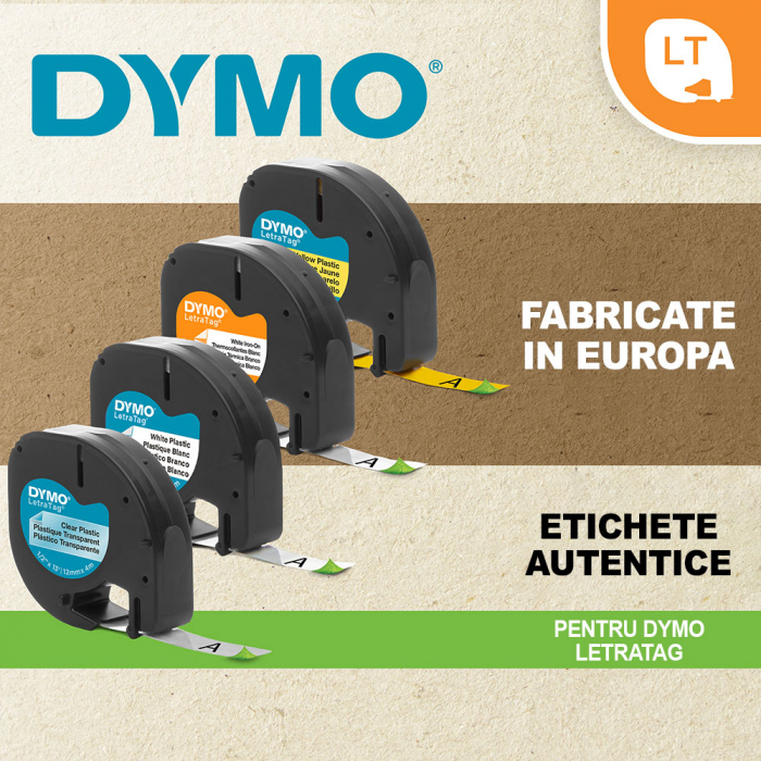 Set 10 x etichete haine albe LetraTag, Dymo Iron-On, 12mmx2m, 18769, S0718850-big